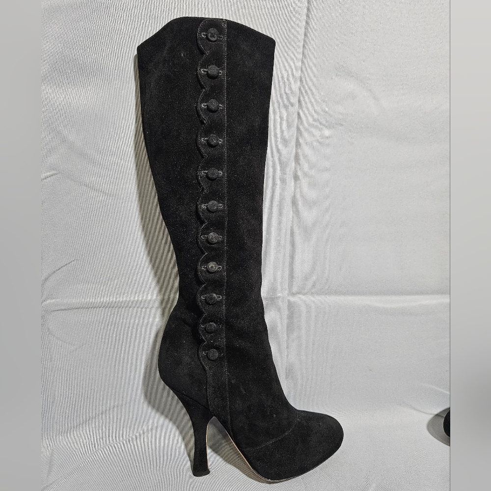 Dolce & Gabbana Designer Black Suede Sexy Zip Up Knee High Boots Size 39/8.5